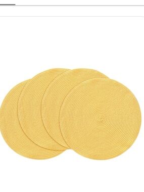 Yellow Round Braided Placemats (4-Pack)